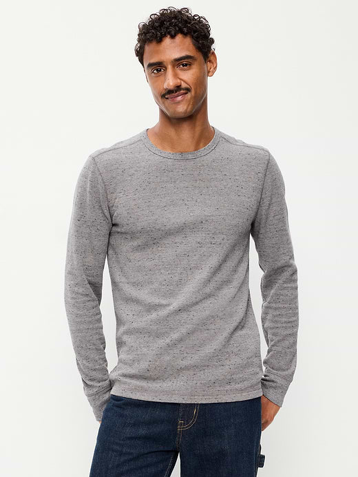 Crew-Neck Waffle T-Shirt - Heather Grey