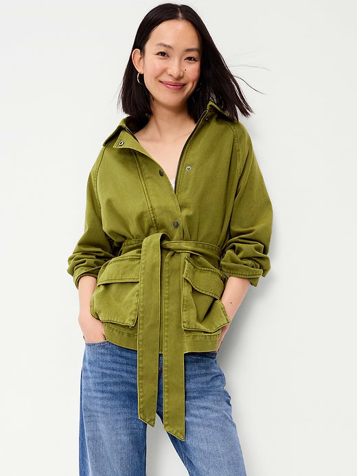 Belted Utility Jacket - Mysterious Fern