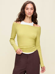 CloudLite Ribbed Long-Sleeve Boatneck Top - Marshy Grass