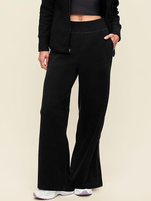 Extra High-Waisted Performance Fleece Wide-Leg Sweatpants - Black Jack