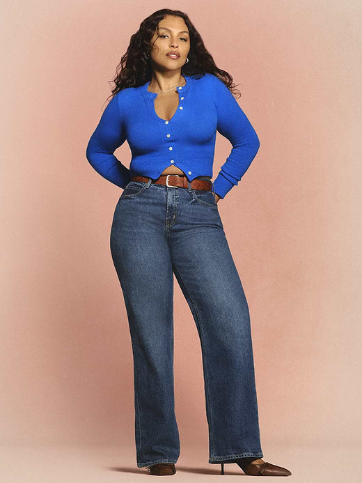 Extra High-Waisted Wide-Leg Jeans - Dark Wash