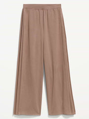 High-Waisted Bounce Lite Drapey Wide-Leg Pleated Pants - Mocha