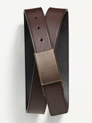 Faux-Leather Reversible Ratchet Belt - Brown Leather