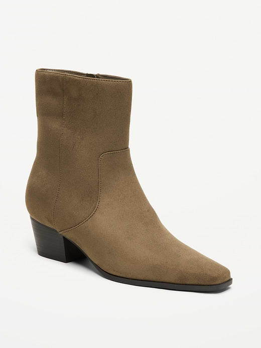 Faux-Suede Low-Heel Booties for Women - Hearthwood