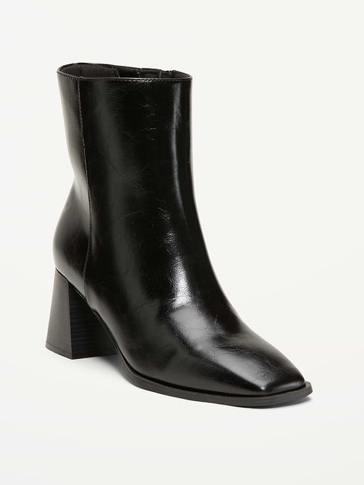 Square-Toe Block-Heel Boots for Women - Black Jack