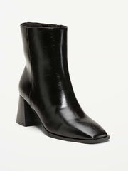Square-Toe Block-Heel Boots for Women - Black Jack