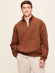 Bounce Fleece Oversized Half-Zip Pullover Sweatshirt - Horse Chestnut