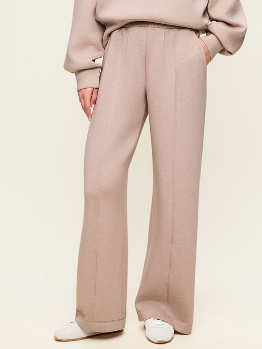 High-Waisted Bounce Fleece Wide-Leg Sweatpants - Mushroom