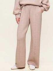 High-Waisted Bounce Fleece Wide-Leg Sweatpants - Mushroom