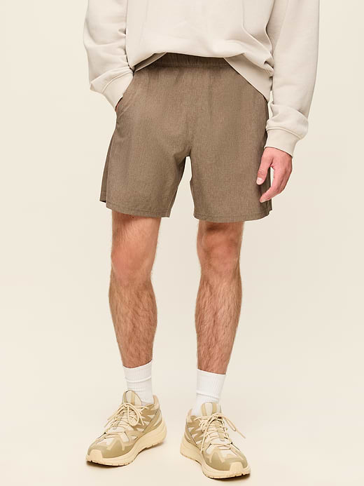 StretchTech Woven Workout Shorts -- 7-inch inseam - Saddle Brown