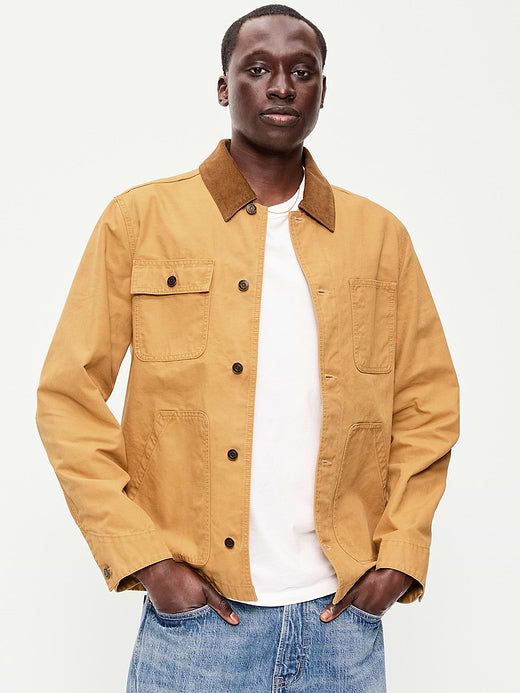 Loose Canvas Workwear Jacket - Honeyed Acorn