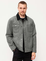 Loose Canvas Workwear Jacket - Stainless Steel