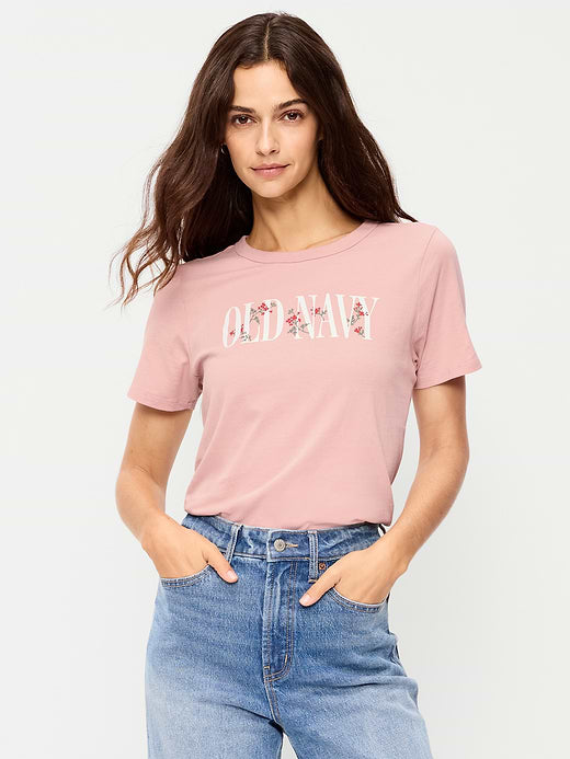 EveryWear Crew-Neck Logo-Graphic T-Shirt - Powder Pink