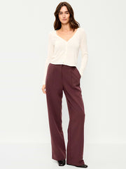 Extra High-Waisted Taylor Wide-Leg Trouser Pants - Plum Wine
