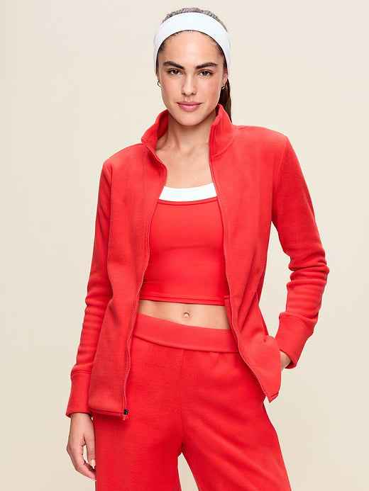 Fitted Performance Fleece Full Zip Jacket - Amaryllis