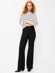 High-Waisted Patch Pocket Flare Pants - Black Jack