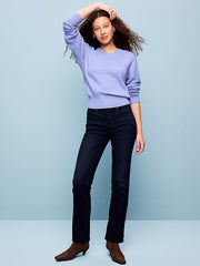 Mid-Rise Straight Leg Jeans - Blue Black