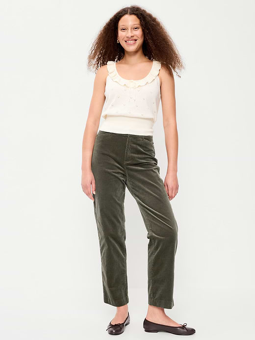 High-Waisted Pixie Straight Pants - Forest Tapestry