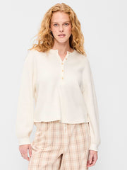 Long-Sleeve Crew-Neck Henley T-Shirt - Sea Salt