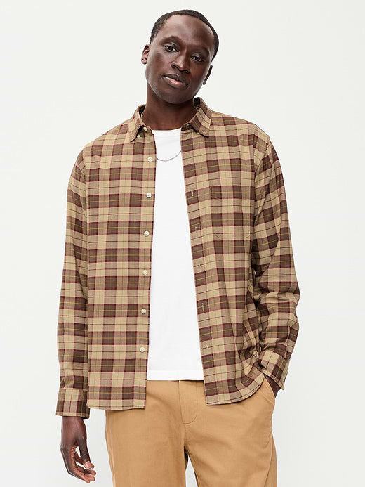 Classic Fit Everyday Oxford Shirt - Brown Plaid