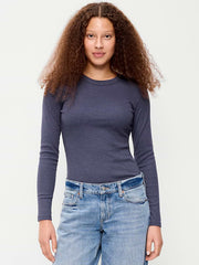 Snug Long-Sleeve Ribbed T-Shirt - Volcanic Glass