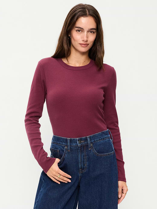 Snug Long-Sleeve Ribbed T-Shirt - Reddy Or Not