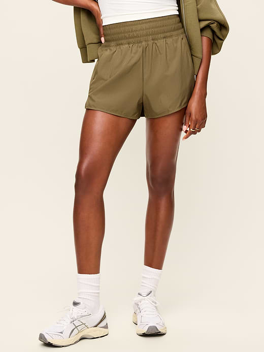 Extra High-Waisted Crinkle Run Shorts -- 3-inch inseam - Hearthwood
