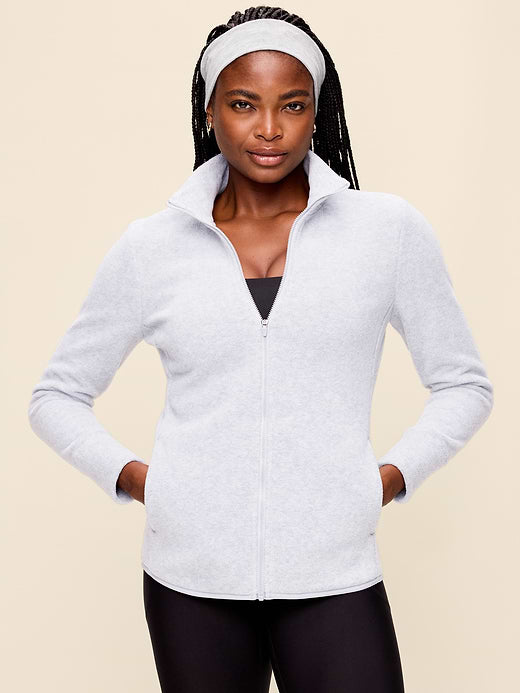 Fitted Performance Fleece Full Zip Jacket - Heather Grey