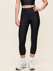 High-Waisted PowerSoft Crop Pocket Leggings - Black Jack