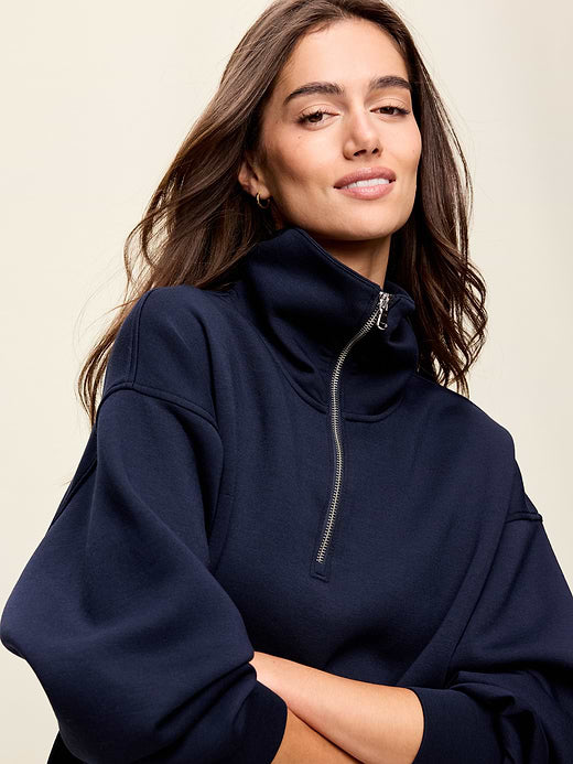 Bounce Fleece Half-Zip Pullover Sweatshirt - In the Navy