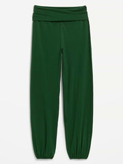 Fold-Over Waist Fitted Joggers - Field Of Greens