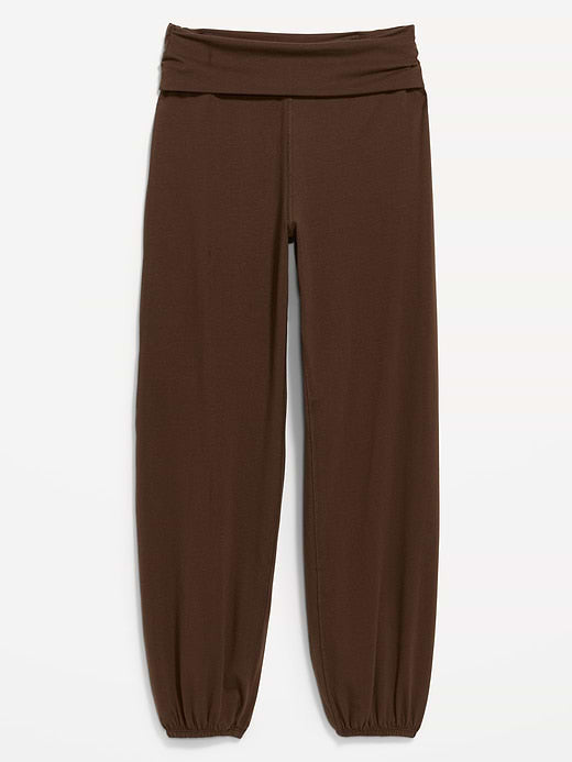 Fold-Over Waist Fitted Joggers - Peppercorn