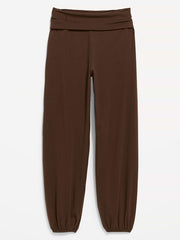 Fold-Over Waist Fitted Joggers - Peppercorn
