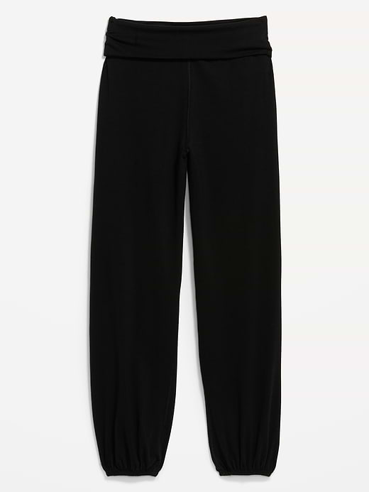 Fold-Over Waist Fitted Joggers - Black Jack