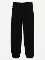 Fold-Over Waist Fitted Joggers - Black Jack