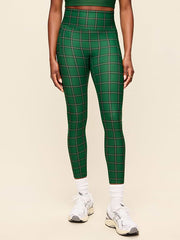 Extra-High Waisted PowerSoft Boundless 7/8 Pocket Leggings – No Front Seam - Green Plaid