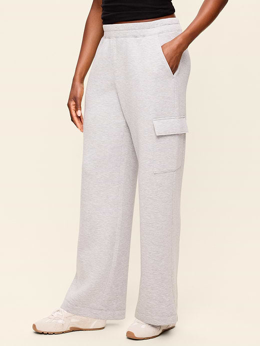 High-Waisted Bounce Fleece Wide-Leg Cargo Sweatpants - Heather Gray