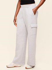 High-Waisted Bounce Fleece Wide-Leg Cargo Sweatpants - Heather Gray