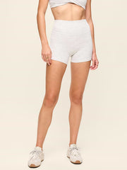 High-Waisted StudioSmooth Biker Shorts -- 4-inch inseam - Heather Grey