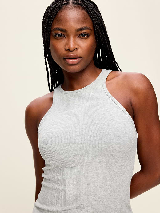 Exhale Seamless Fitted Rib Tank - Heather Gray