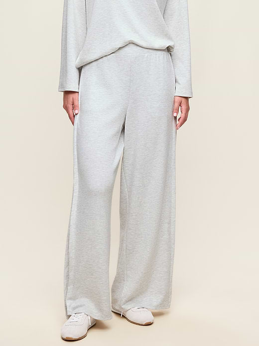 High-Waisted Bounce Lite Drapey Wide-Leg Pleated Pants - Light Gray Heather