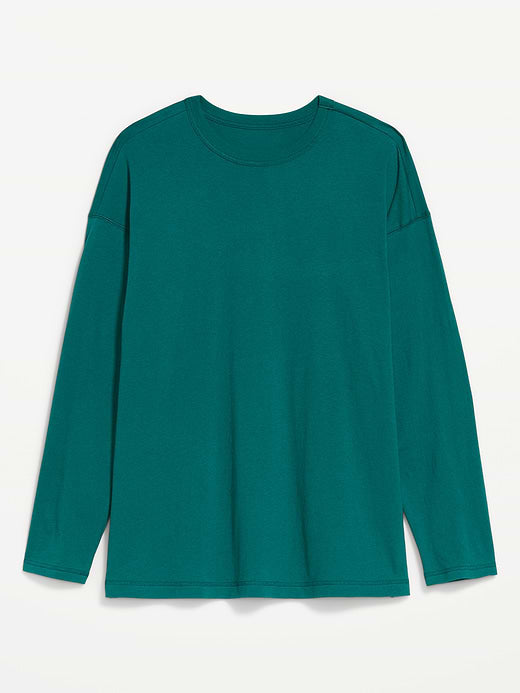 Oversized EveryWear Long-Sleeve Tunic T-Shirt - Deep Lagoon