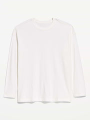 Oversized EveryWear Long-Sleeve Tunic T-Shirt - White Lilies