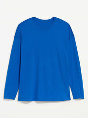 Oversized EveryWear Long-Sleeve Tunic T-Shirt - Blue Moon