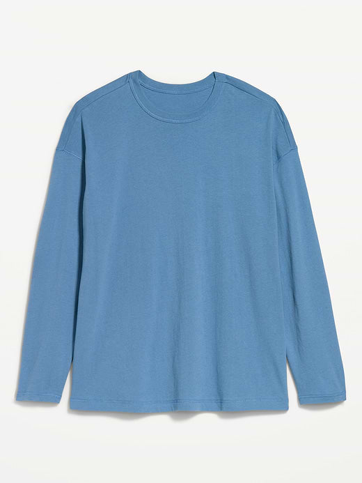 Oversized EveryWear Long-Sleeve Tunic T-Shirt - Naturalist Blue