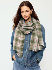 Flannel Printed Scarf - Green Plaid