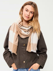 Flannel Printed Scarf - White Check