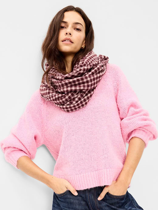 Flannel Printed Scarf - Pink Plaid