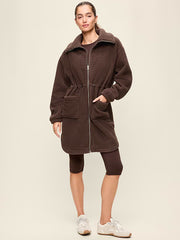 Longline Sherpa Jacket - Black Coffee