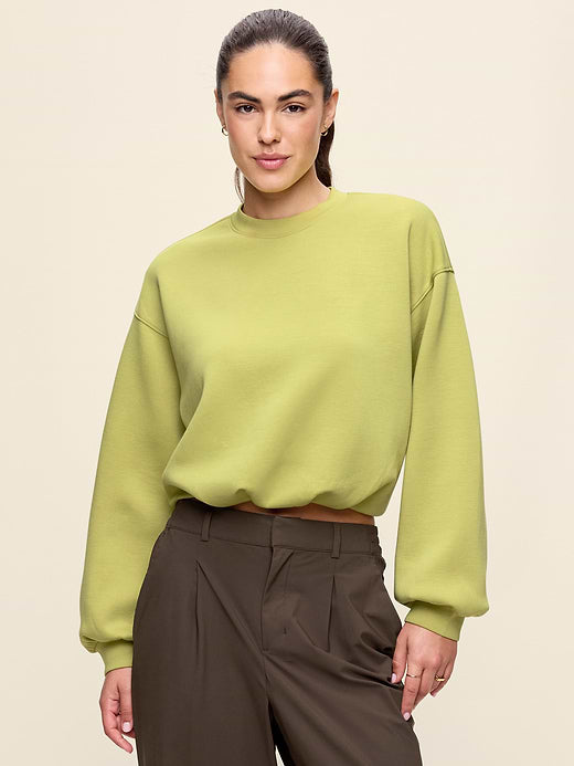 Bounce Fleece Bubble-Hem Sweatshirt - Marshy Grass